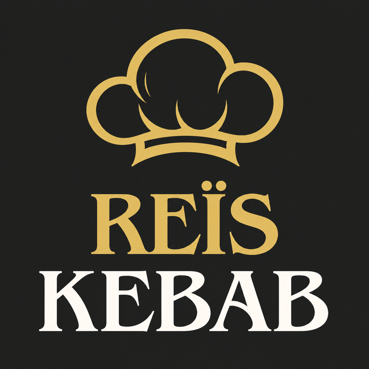 Reïs Kebab, toque et lettrage dorés